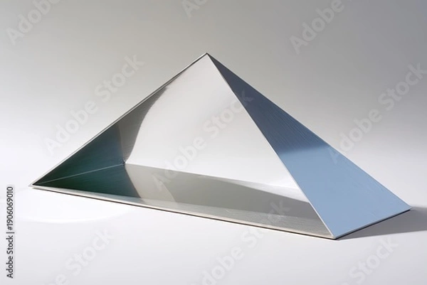 Obraz Metallic Pyramid On Light Grey Background