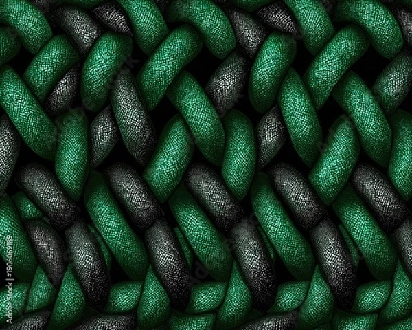 Obraz Braided Pattern Texture In Dark Green And Black