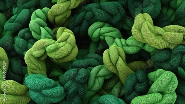 Obraz Abstract Green 3D Shapes Pattern