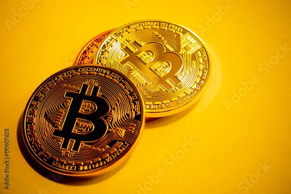 Fototapeta Bitcoin. Gold Bitcoin(new virtual money)