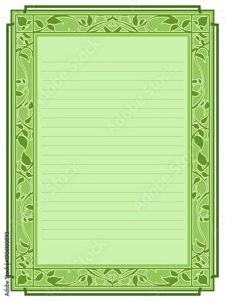 Obraz エレガントな装飾フレームつき便箋のテンプレート