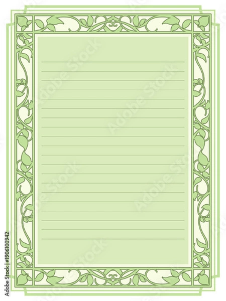 Obraz エレガントな装飾フレームつき便箋のテンプレート