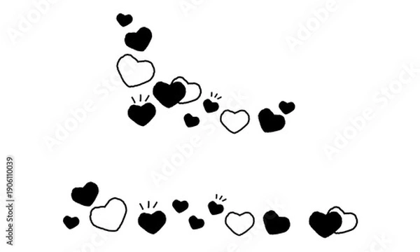 Obraz 手描きのハートの装飾ライン素材