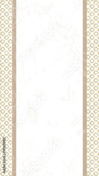 Fototapeta 和紙風の背景に金色の和柄フレームを配した縦長の和風デザインイラスト