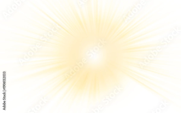 Obraz 中心から広がる黄金色の光のバーストと放射状のライン背景