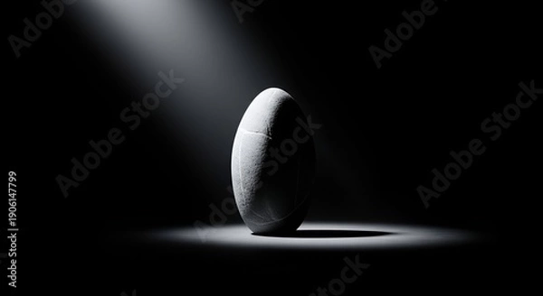 Obraz Mysterious Egg Illuminated by Dramatic Spotlight in Darkness.