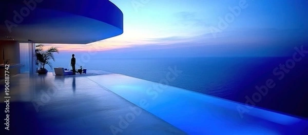 Obraz Cliffside infinity pool at sunset