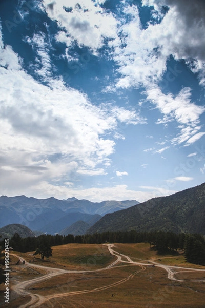 Obraz Tusheti road and blue sky