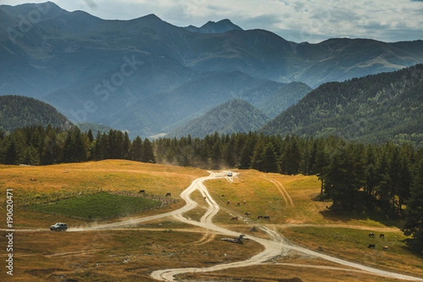 Obraz Tusheti road and blue sky