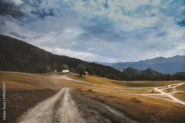 Obraz Tusheti road and blue sky