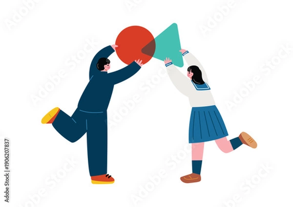 Obraz 協力する学生のイラスト