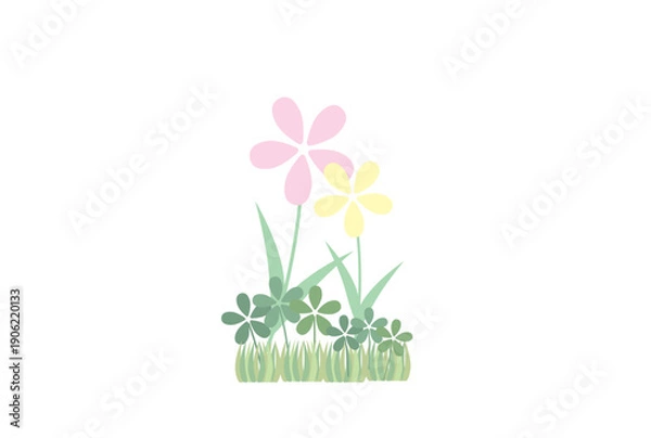 Obraz シンプルな草花のイラスト