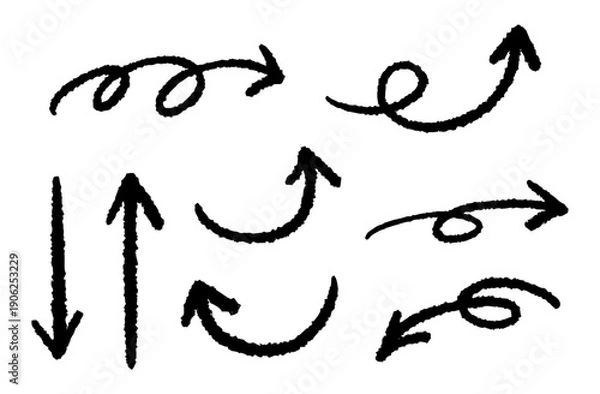 Obraz ペンの手書きの矢印セット_黒