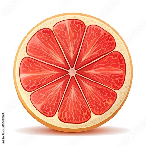 Fototapeta Fresh grapefruit slice on white background