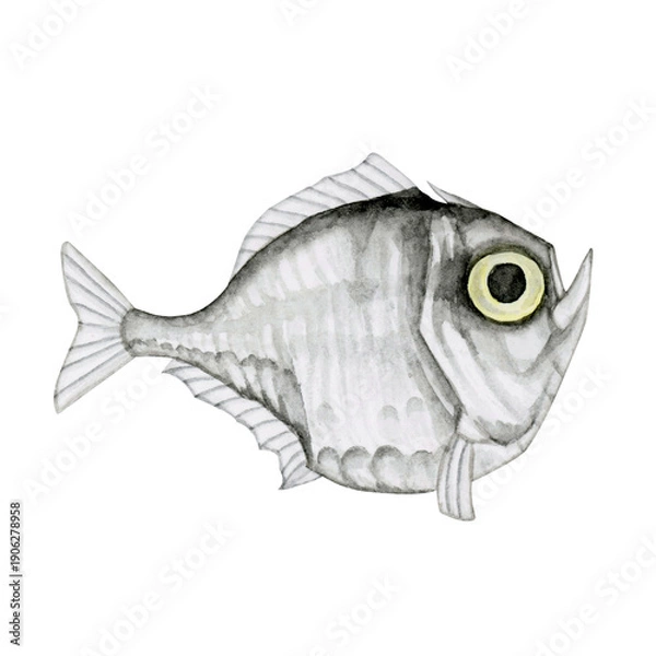 Obraz ムネエソ　深海魚 深海生物　水彩 イラスト