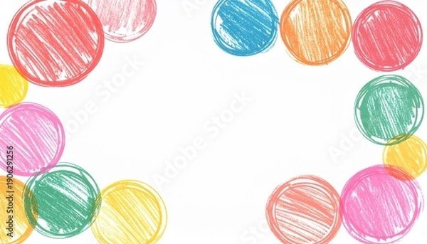 Obraz 色鉛筆で描いた円のフレームイラスト
