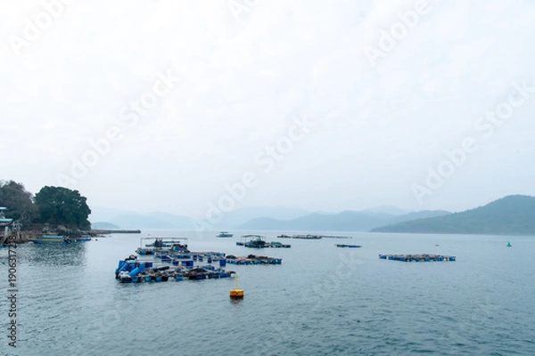 Obraz 香港　塔門島の海と町並み