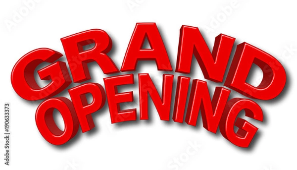 Obraz Stock Illustration - Red Grand Opening, 3D Illustration, Isolated Against the White Background.