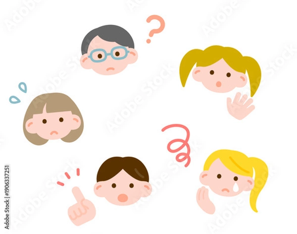 Obraz ネガティブな子供たちの表情セット
