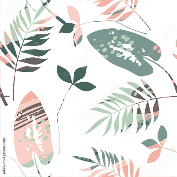 Obraz Abstract floral seamless pattern with trendy hand drawn textures.
