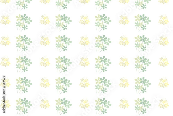 Obraz グリーンとイエローのクローバの束のシームレスパターン背景