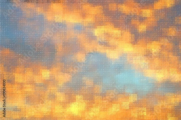 Obraz Abstract blue and orange digital painted pattern background