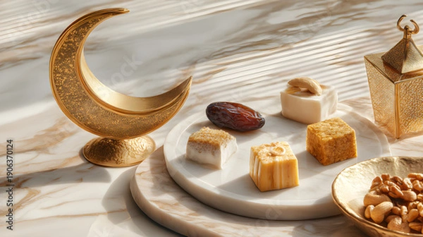 Obraz Eid al-Fitr sweets and crescent moon