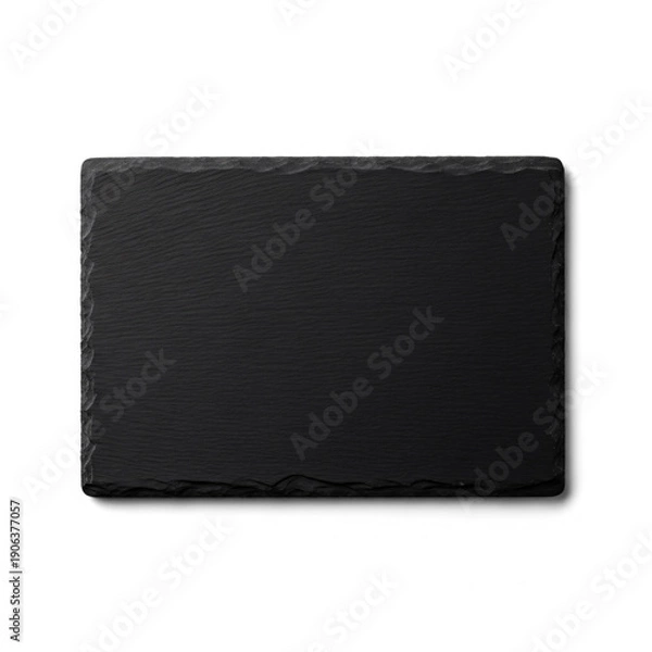 Obraz Isolated Top View Black Slate Serving Plate Object