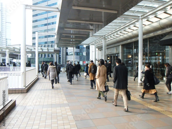 Obraz 品川駅　朝の通勤風景