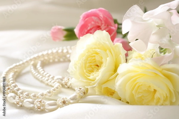 Obraz 薔薇の花とアクセサリー