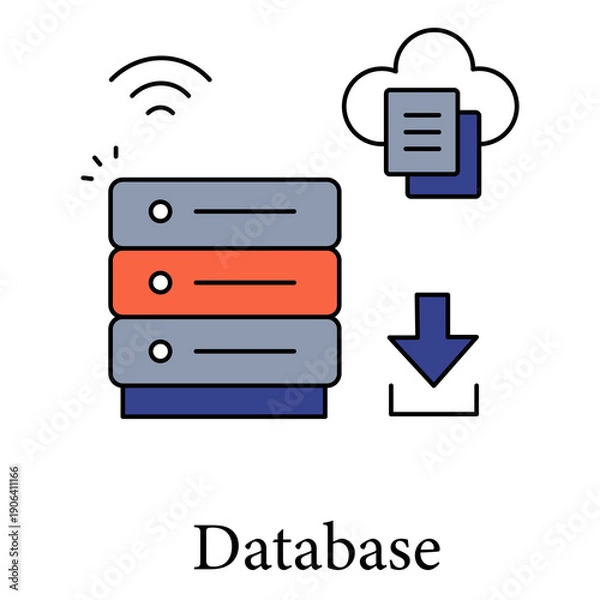 Obraz Database Icon Symbolizing Digital Data Storage Server Infrastructure Systems