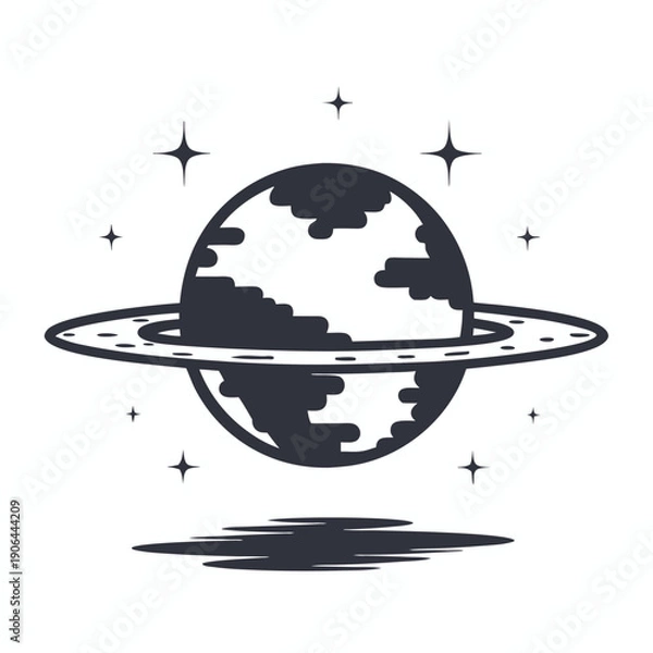 Fototapeta Sci-Fi Alien Planet with Two Solid Color Suns, Vector Art