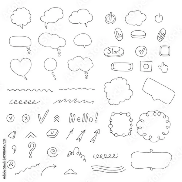 Obraz Hand-Drawn Vector UI Kit: Doodles, Bubbles & Arrows