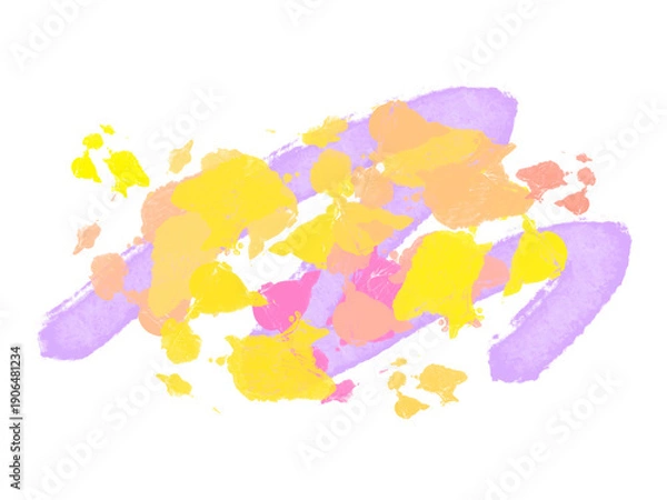 Obraz ポップなカラフルなインクの抽象的な背景フレーム　パープル、イエロー