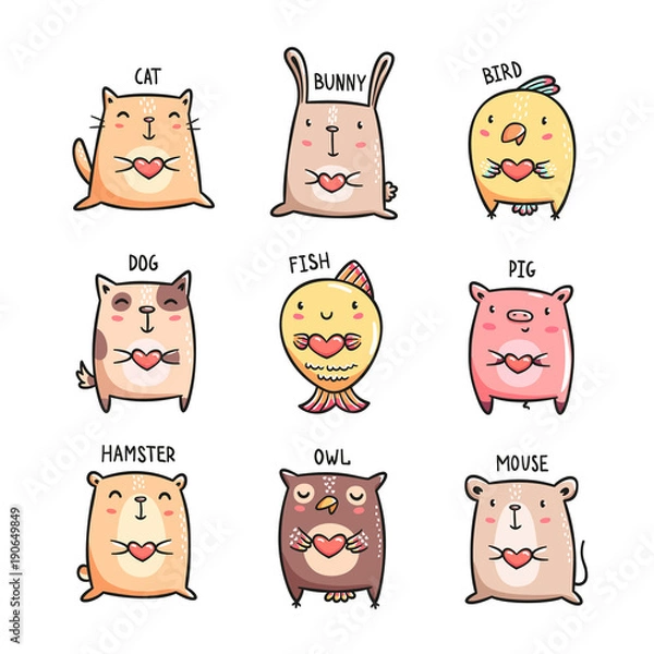 Obraz Cute pets doodles