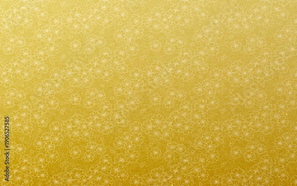 Fototapeta シームレスなゴールド和柄パターン。満開の桜。