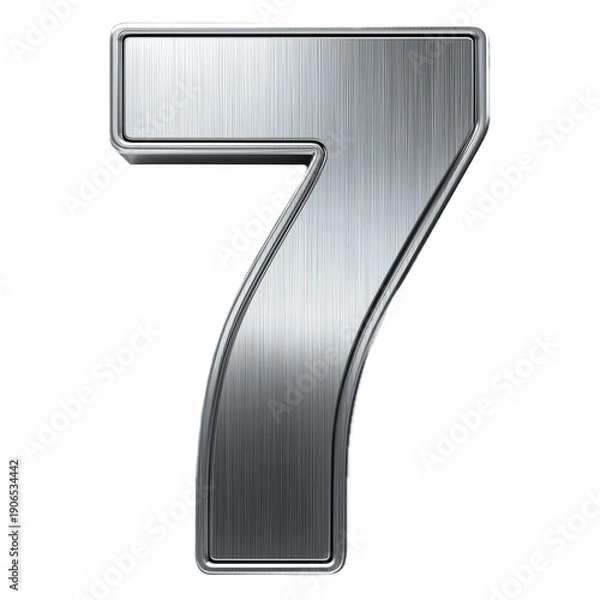 Obraz 3d silver number 7
