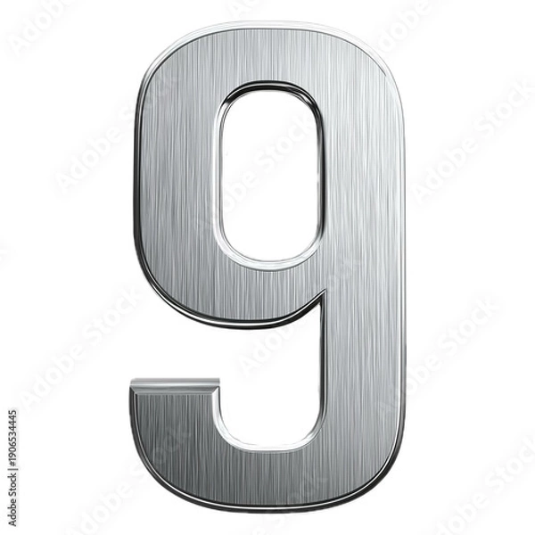 Obraz 3d silver number 9
