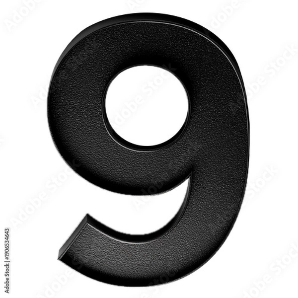 Obraz 3d number 9 in black
