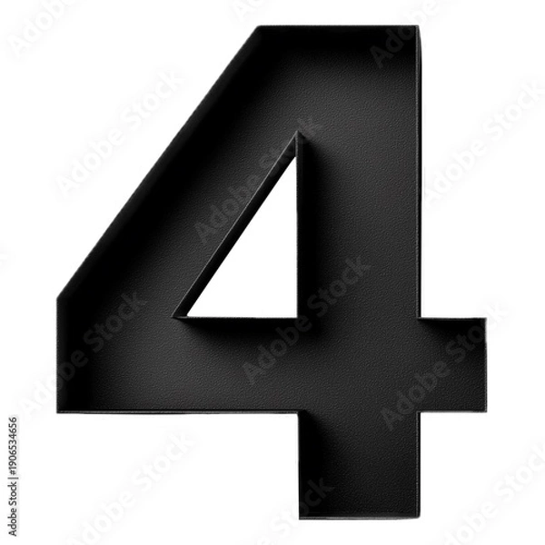 Obraz 3d number 4 in black
