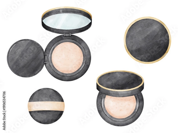 Obraz 水彩画風のクッションファンデーションのイラストセット