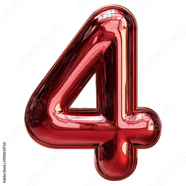 Obraz 3d red number 4