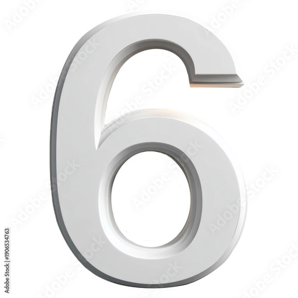 Obraz 3d white number 6