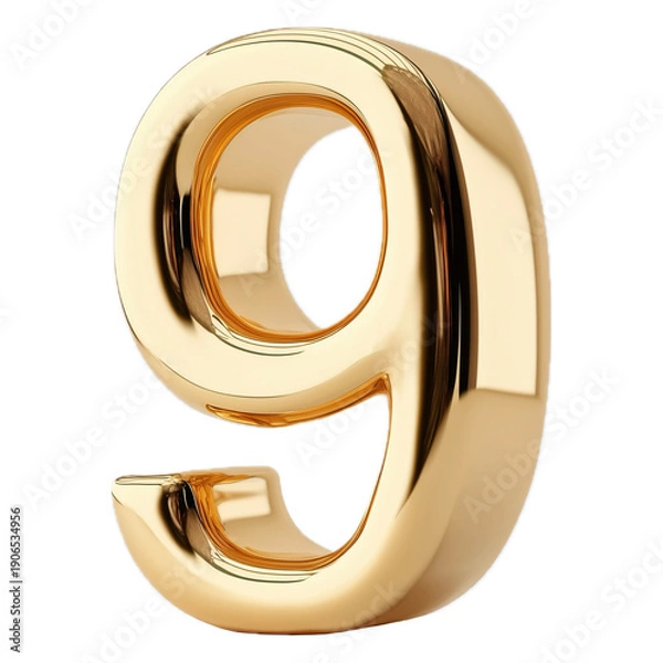 Obraz 3d golden number 9