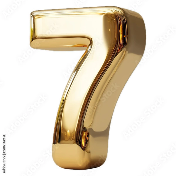 Obraz 3d golden number 7