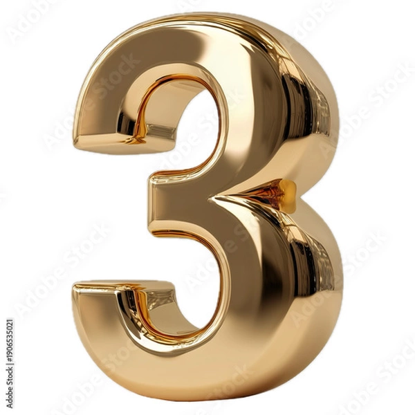 Obraz 3d golden number 3