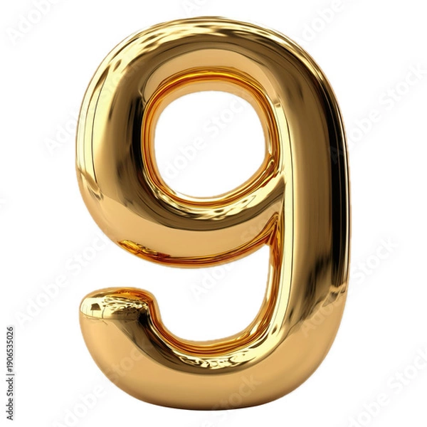 Obraz 3d golden number 9