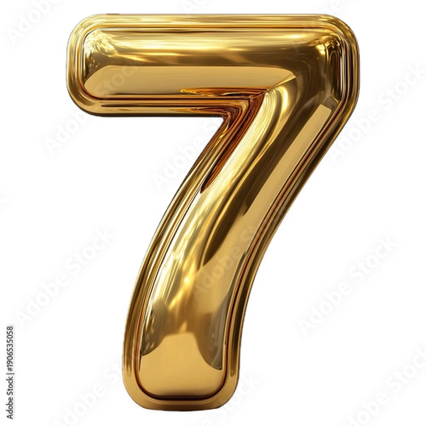 Obraz 3d golden number 7