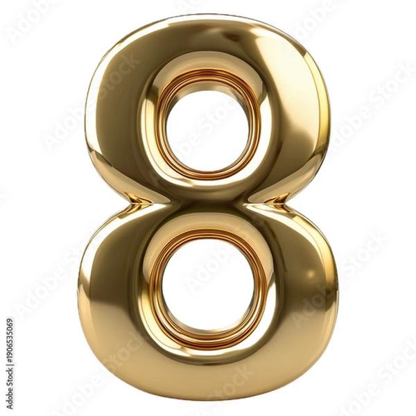 Obraz 3d golden number 8