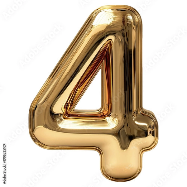Obraz 3d golden number 4